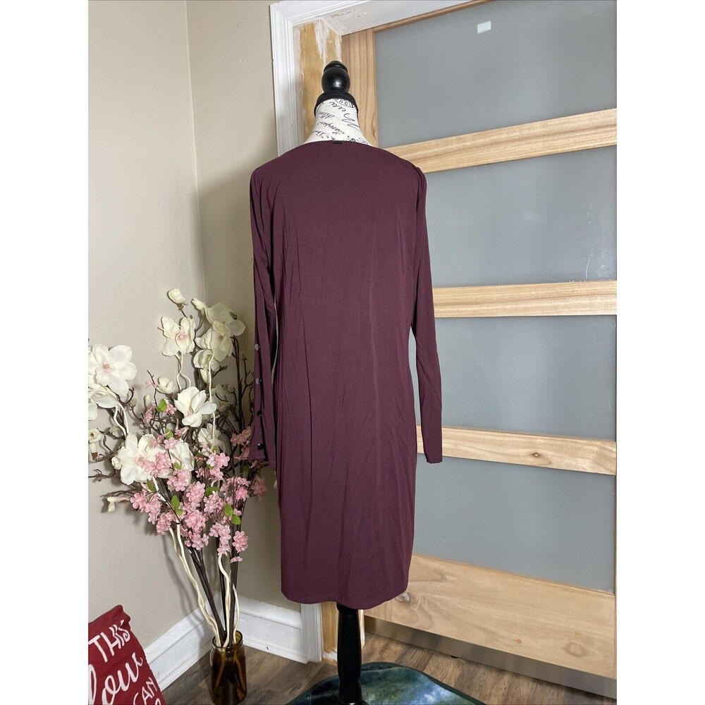 White House Black Market Burgundy Red Pullover Dress Long Sleeve Size Large - Picture 5 of 6